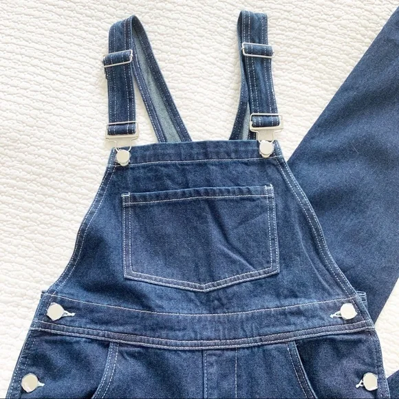 WEWOREWHAT Denim Basic Overalls Dark Wash - Picture 6 of 14